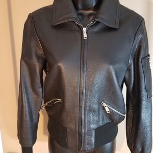 Black Leather Bomber 💣